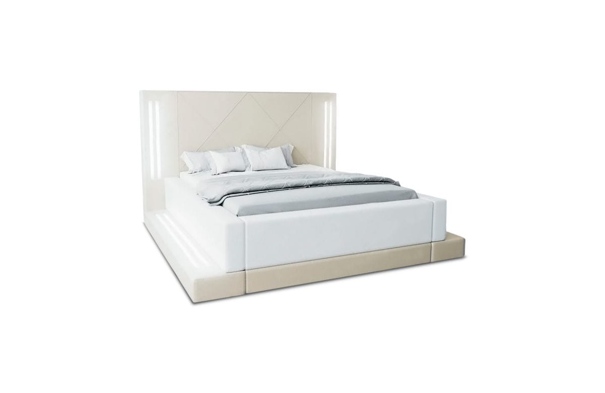 Bettgestell Casoria Designerbett Beige-Weiß