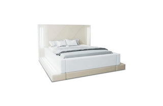Bettgestell Casoria Designerbett Beige-Weiß