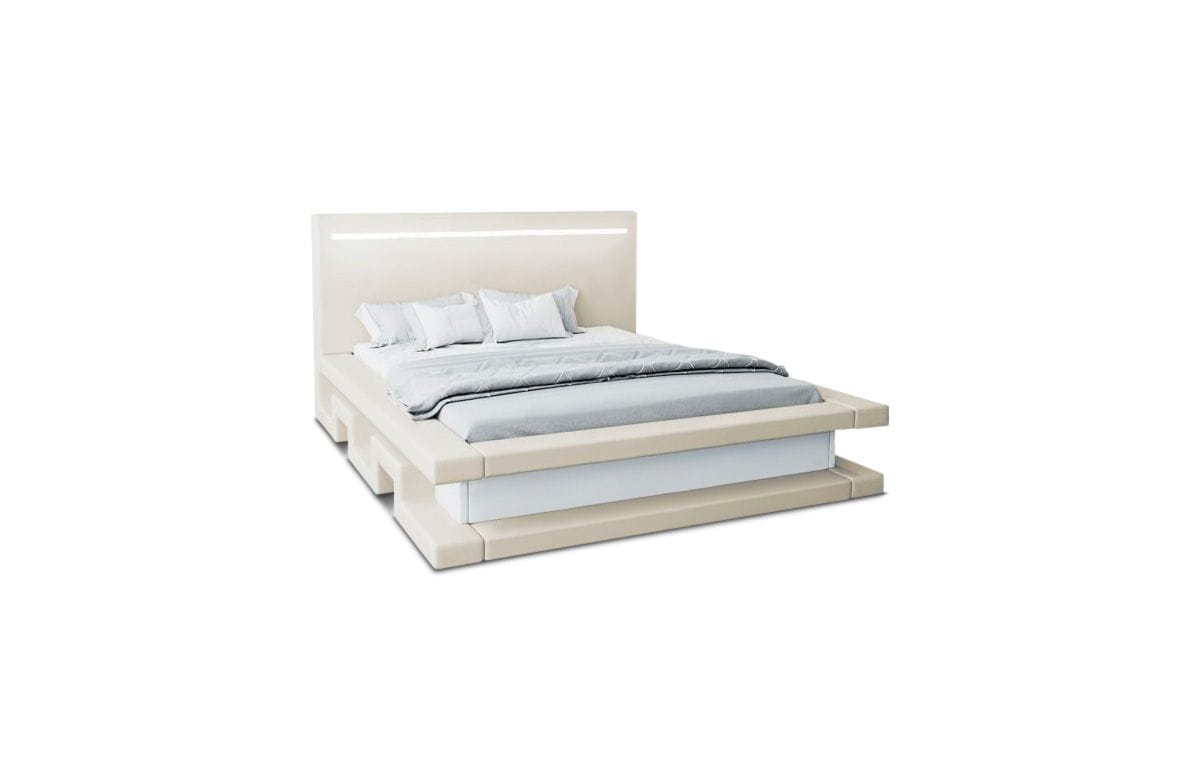 Wasserbett Faenza mit LED und stufigem Design Beige-Weiß