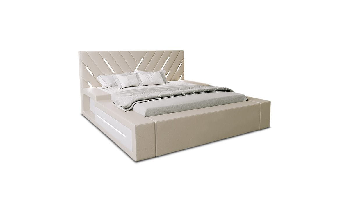 Bettgestell Contrada Designerbett Beige-Weiß