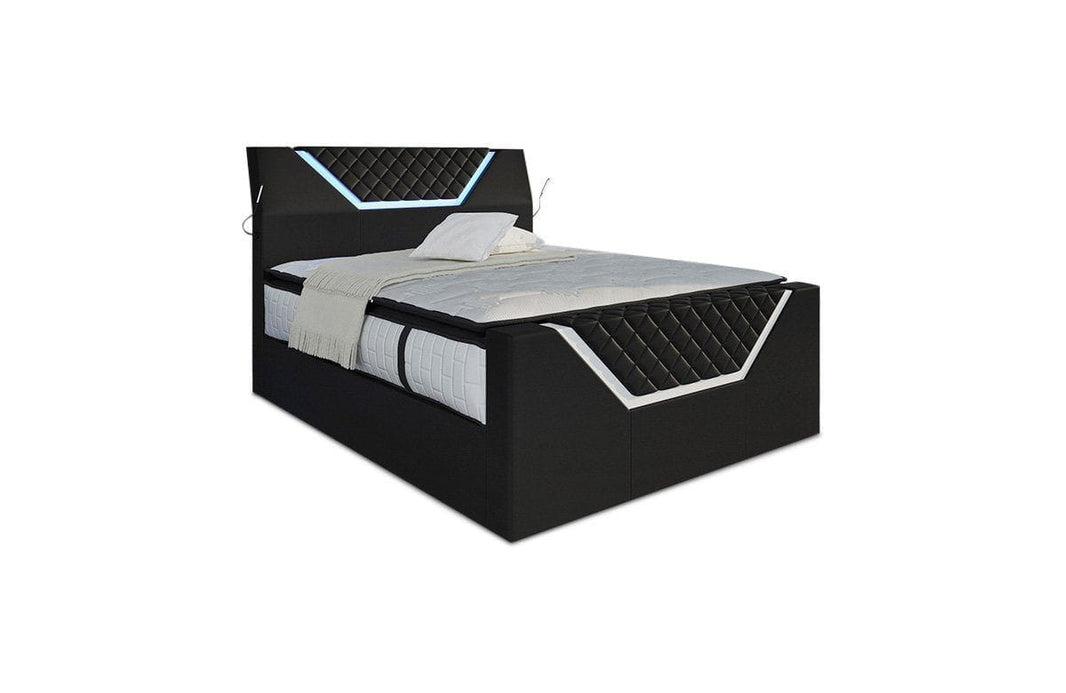 Boxspringbett Nantes Schwarz/Weiß 200x200 cm