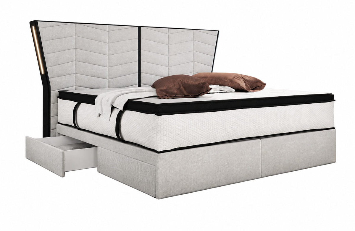 Boxspringbett Novara Stoff Macchiato-Schwarz
