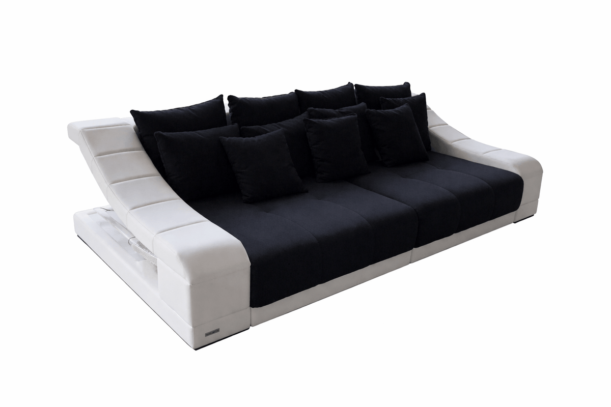 Big Sofa Turino in Stoff – Komfort & Design in Strukturstoff und der Farbe Schwarz und Weiß - Bild 2
