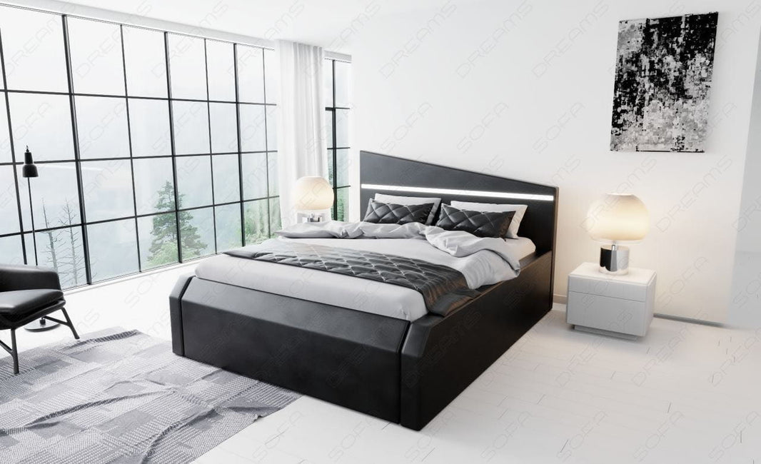 Wasserbett Nelassa mit LED im Kopfteil