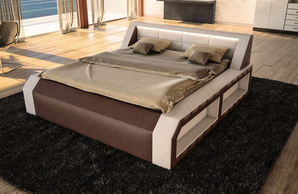 Boxspringbett Matera Dunkelbraun-Weiß