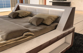 Boxspringbett Matera Dunkelbraun-Weiß