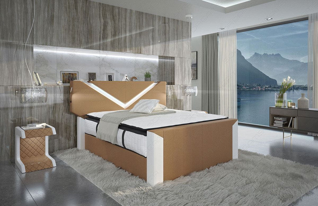 Boxspringbett Lyon in Leder