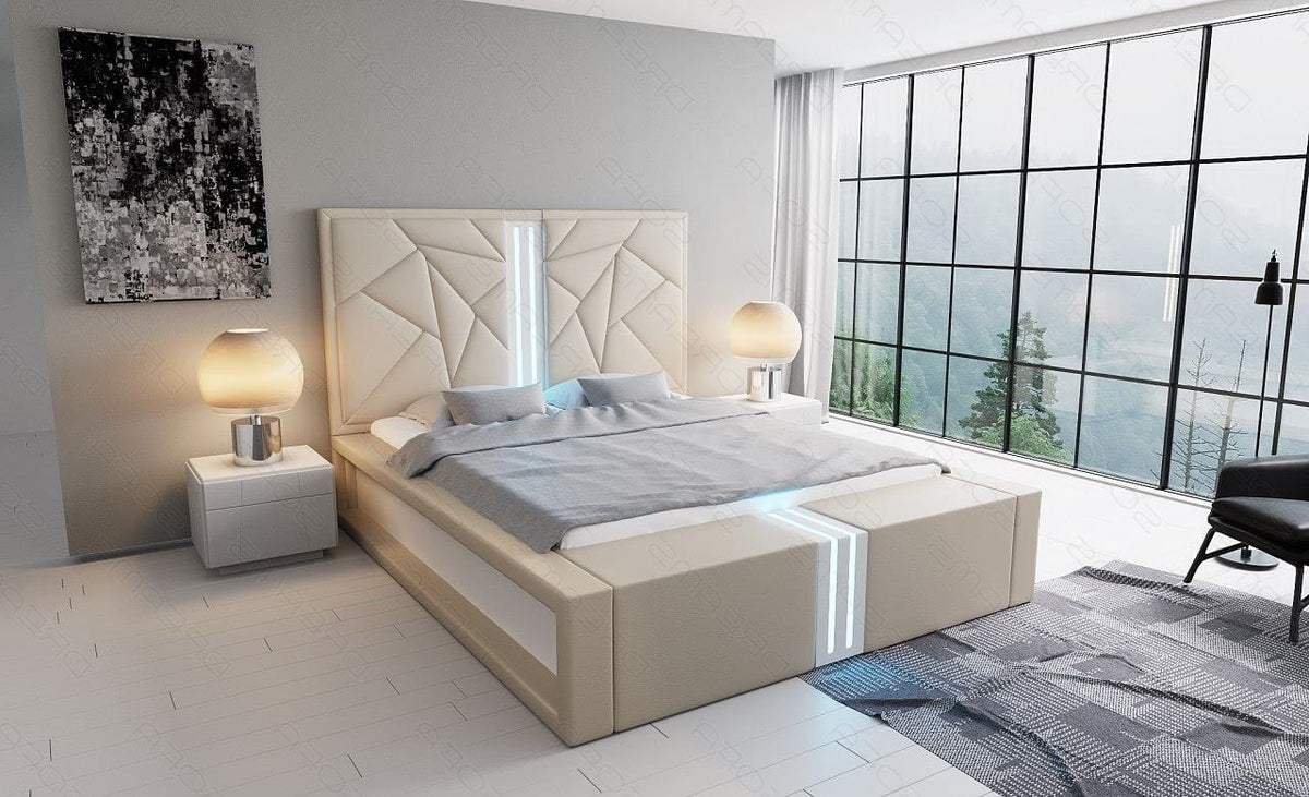 Boxspringbett Imperia Sandbeige-Weiß