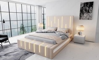 Komplettbett Milona Designerbett Beige-Weiß
