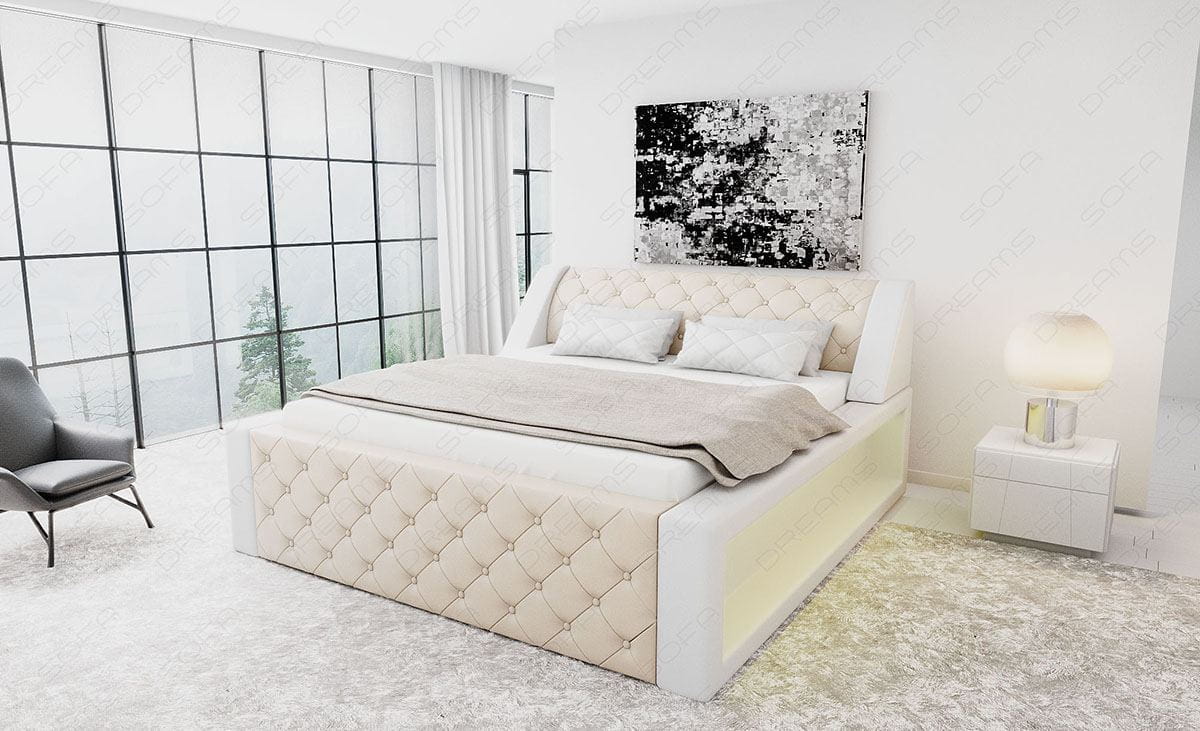 Boxspringbett Arezzo Beige-Weiß