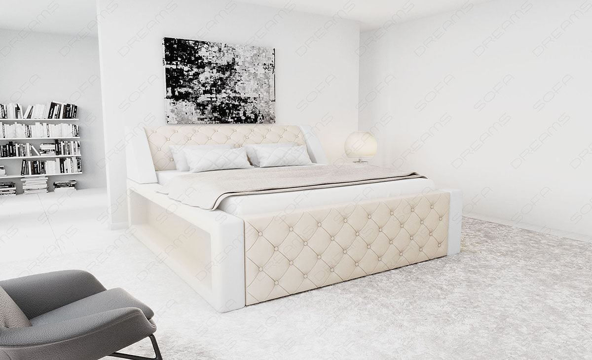 Boxspringbett Arezzo Beige-Weiß
