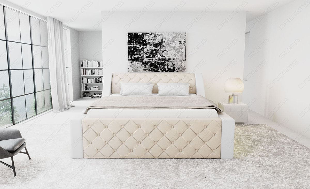 Boxspringbett Arezzo Beige-Weiß