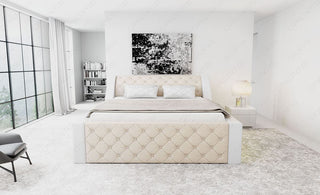 Boxspringbett Arezzo Beige-Weiß