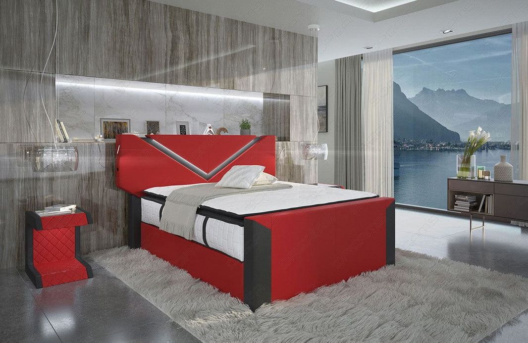 Boxspringbett Lyon in Leder