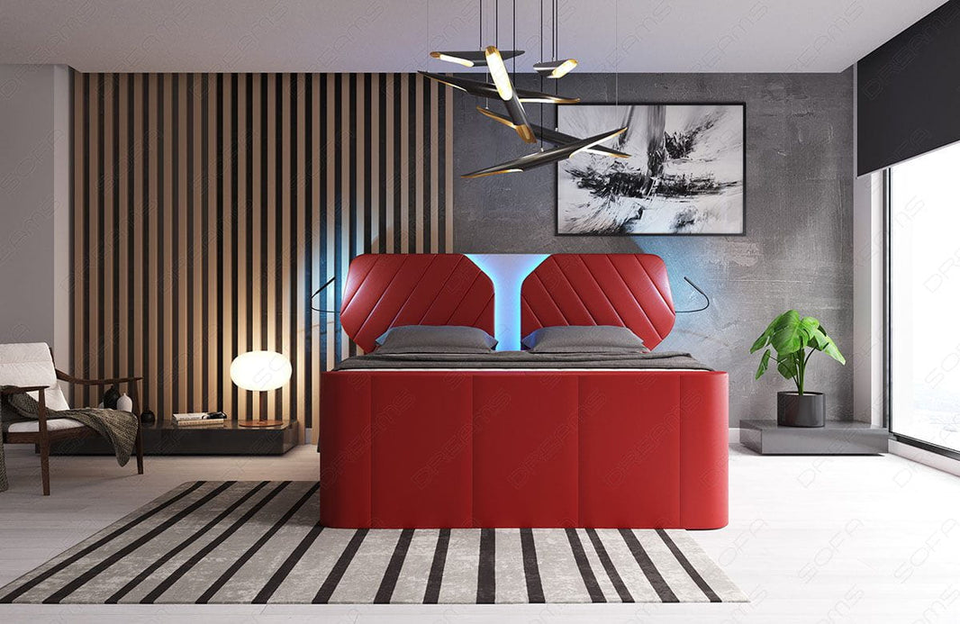 Boxspringbett Nizza mit LED, Schubladen, Matratze und Topper