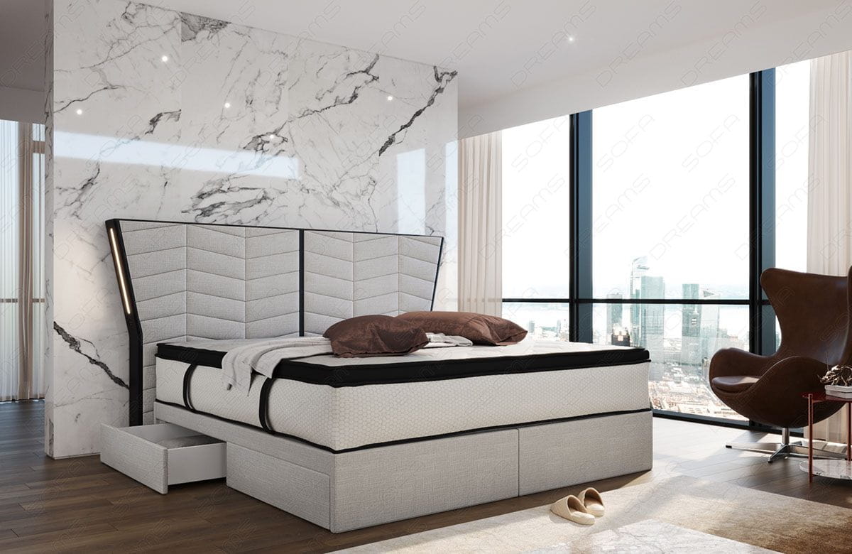Boxspringbett Novara Stoff Macchiato-Schwarz