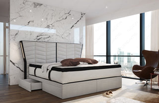 Boxspringbett Novara Stoff Macchiato-Schwarz