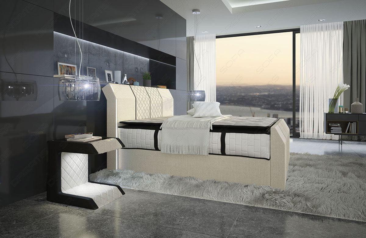 Boxspringbett Paris mit Matratze und Topper Elfenbein-Schwarz