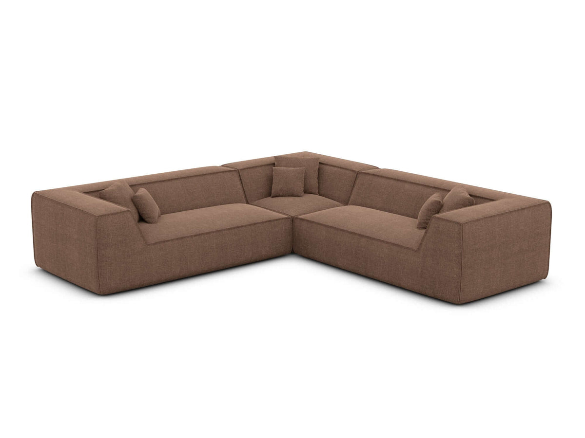 Ecksofa Monterola L-Form aus Stoff Braun