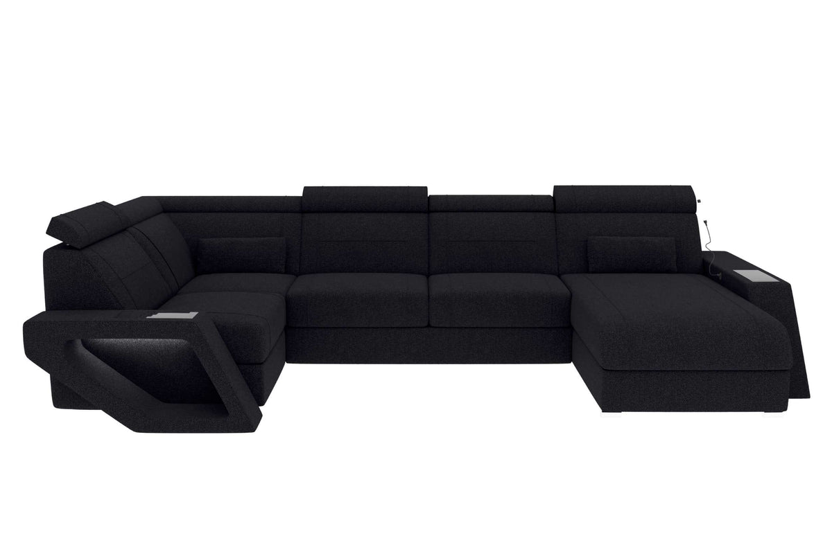 Wohnlandschaft Catania U Form Stoffsofa Schwarz