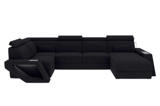 Wohnlandschaft Catania U Form Stoffsofa, Material: Strukturstoff, Farbe: Schwarz