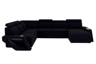 XXL Wohnlandschaft Catania Stoffsofa, Material: Strukturstoff, Farbe: Schwarz