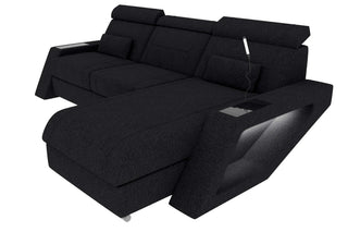Ecksofa Catania L Form Stoffsofa, Material: Strukturstoff, Farbe: Schwarz