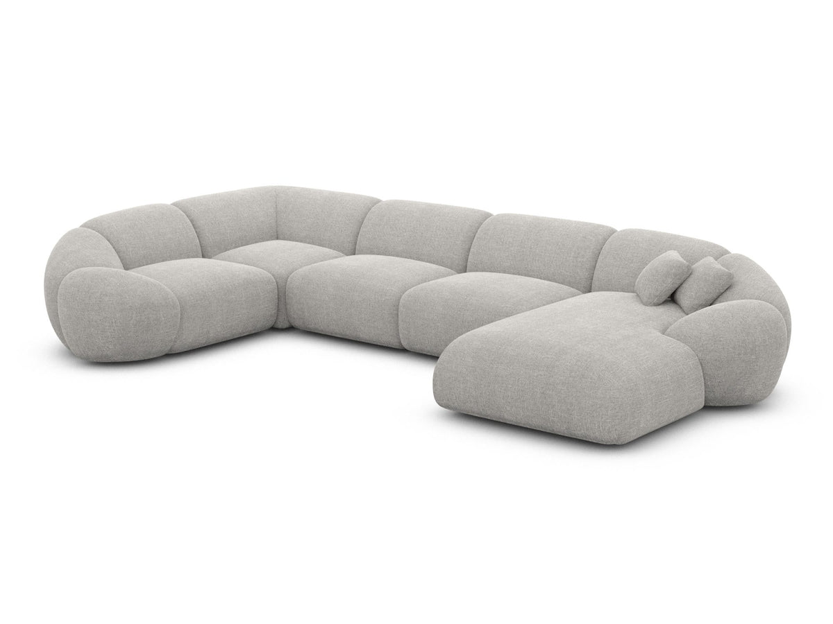Wohnlandschaft Solverde XL U-Form in Stoff Hellgrau