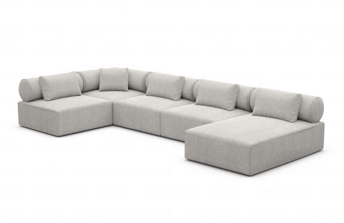 Couchlandschaft Laguardia U-Form in Stoff Hellgrau