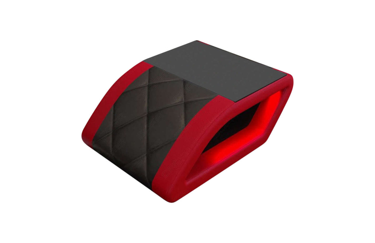 Couchtisch Swing in Leder Schwarz-Rot