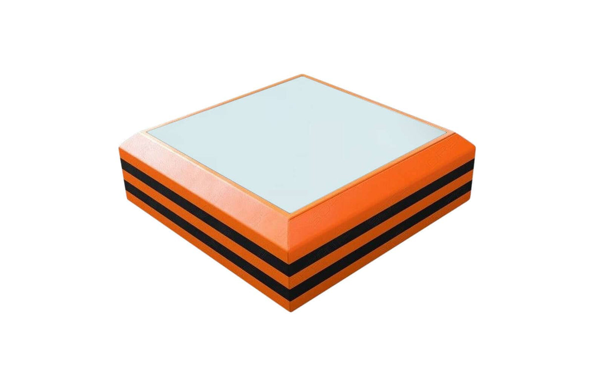 Couchtisch Ravenna Ausziehbar in Leder Orange-Schwarz