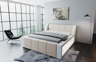 Bettgestell Fermo Designerbett Beige-Weiß
