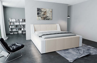 Bettgestell Fermo Designerbett Beige-Weiß