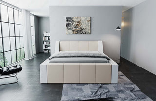 Bettgestell Fermo Designerbett Beige-Weiß
