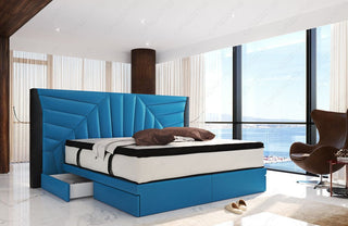 Boxspringbett Monaco Blau-Schwarz