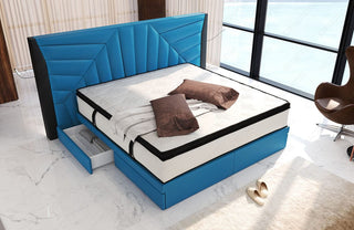 Boxspringbett Monaco Blau-Schwarz
