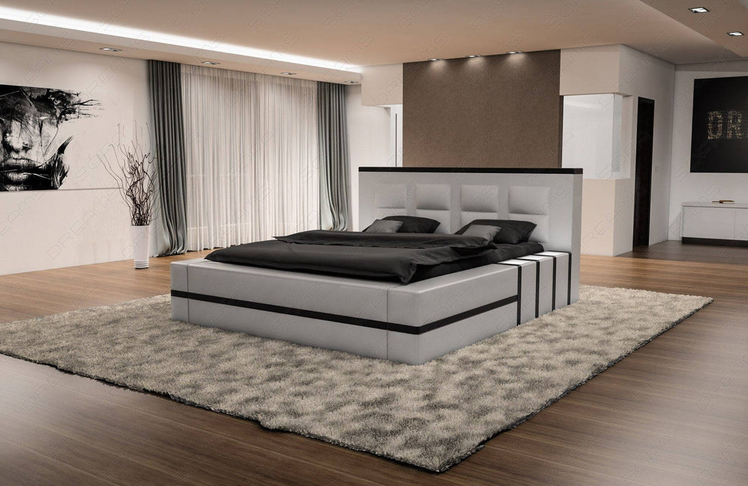 Designerbett Asti Weiß-Schwarz 160x200 cm
