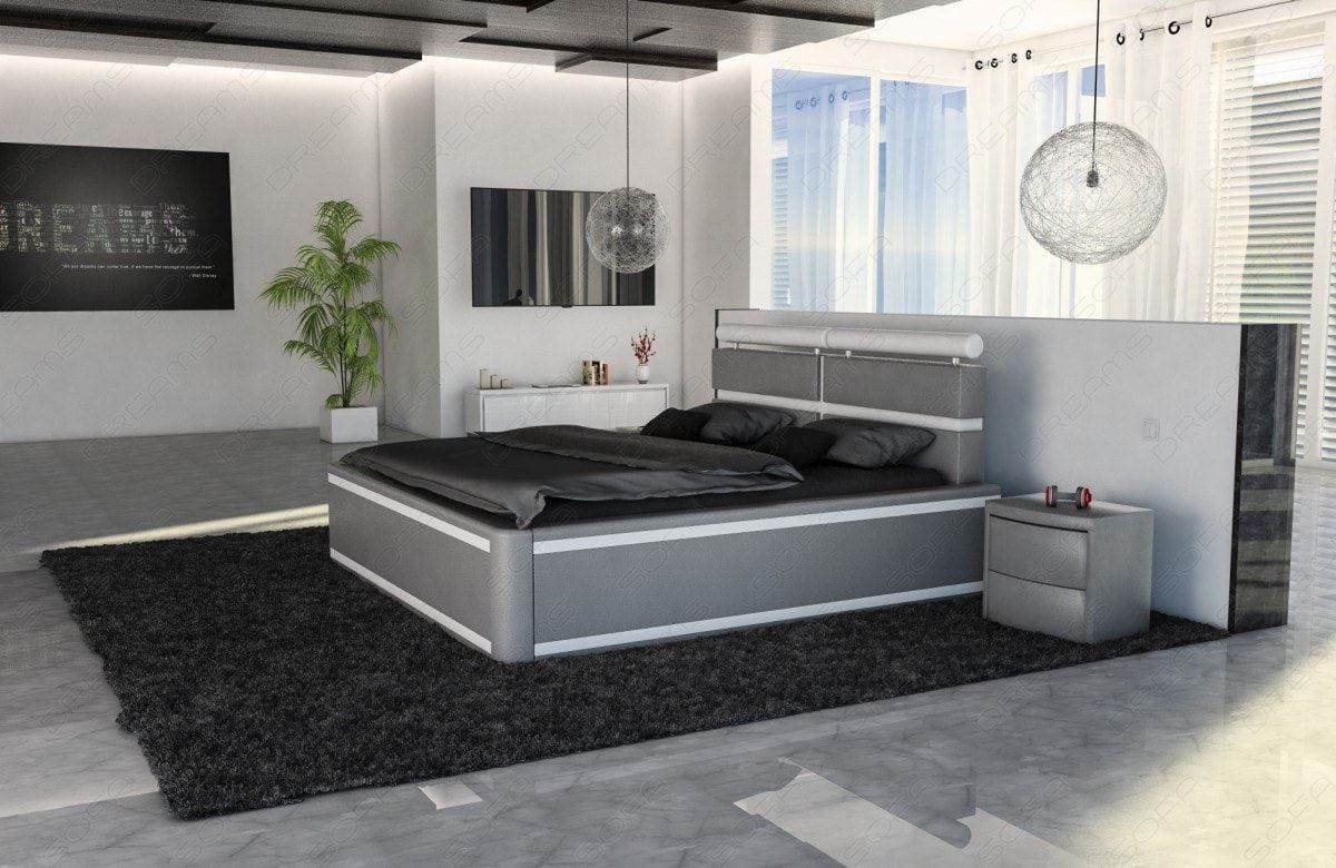 Boxspringbett Venedig Grau-Weiß
