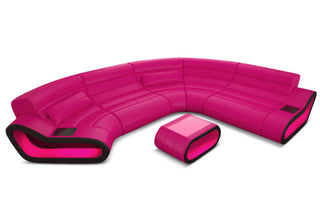 Leder Wohnlandschaft Concept C – Eleganz & Komfort in Kunstleder und der Farbe Pink und Schwarz - Ausrichtung links