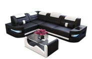 Mini Couch Como L-Form in Leder