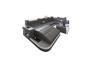 Mini Relax Wohnlandschaft Wave mit LED – Komfort in Kunstleder und der Farbe Grau und Weiß - Ausrichtung links
