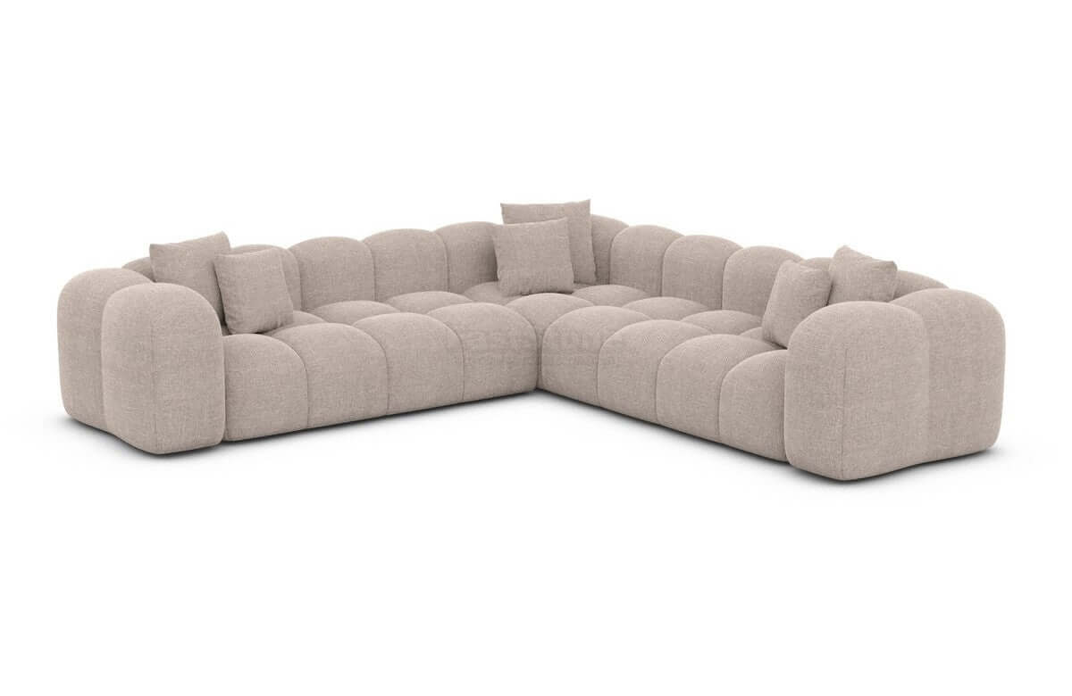 Ecksofa Formentera L-Form aus Stoff Beige