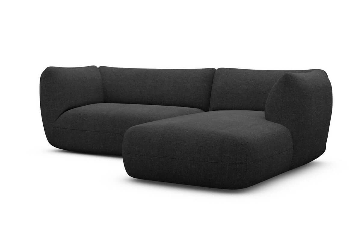 Stoff Ecksofa Madrid L-Form Schwarz