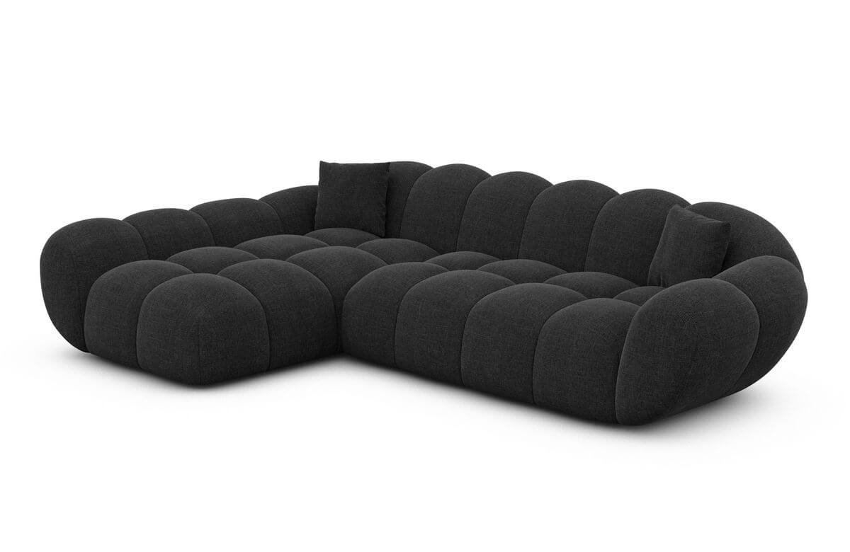 Couch Maleron L-Form in Stoff Schwarz