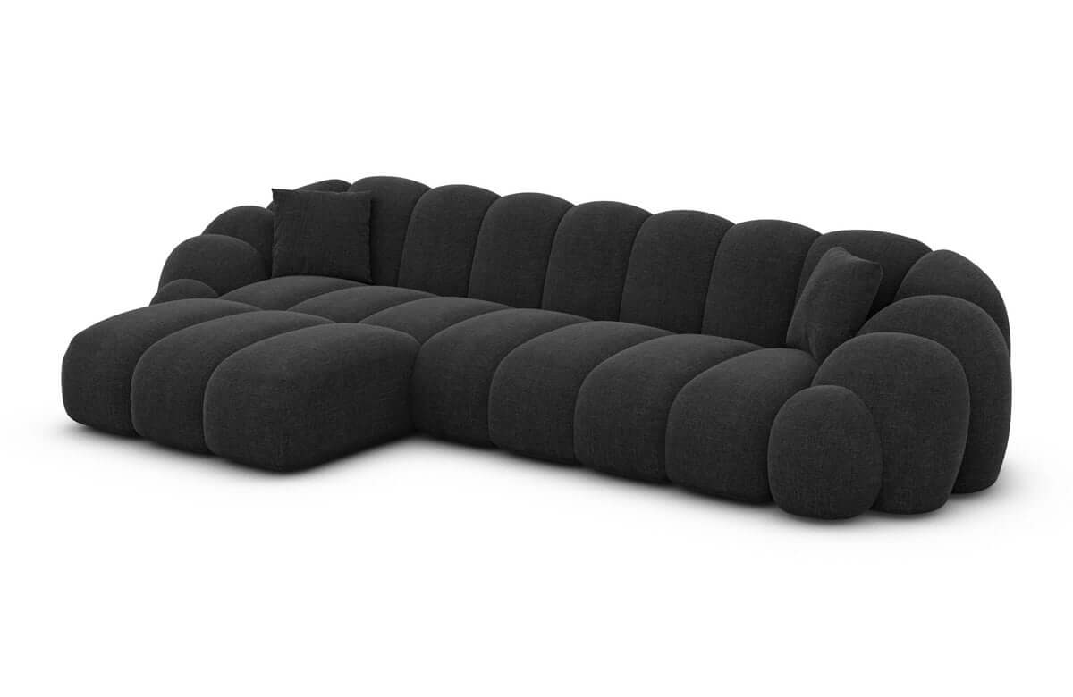 Couch Rajada L-Form in Stoff Schwarz