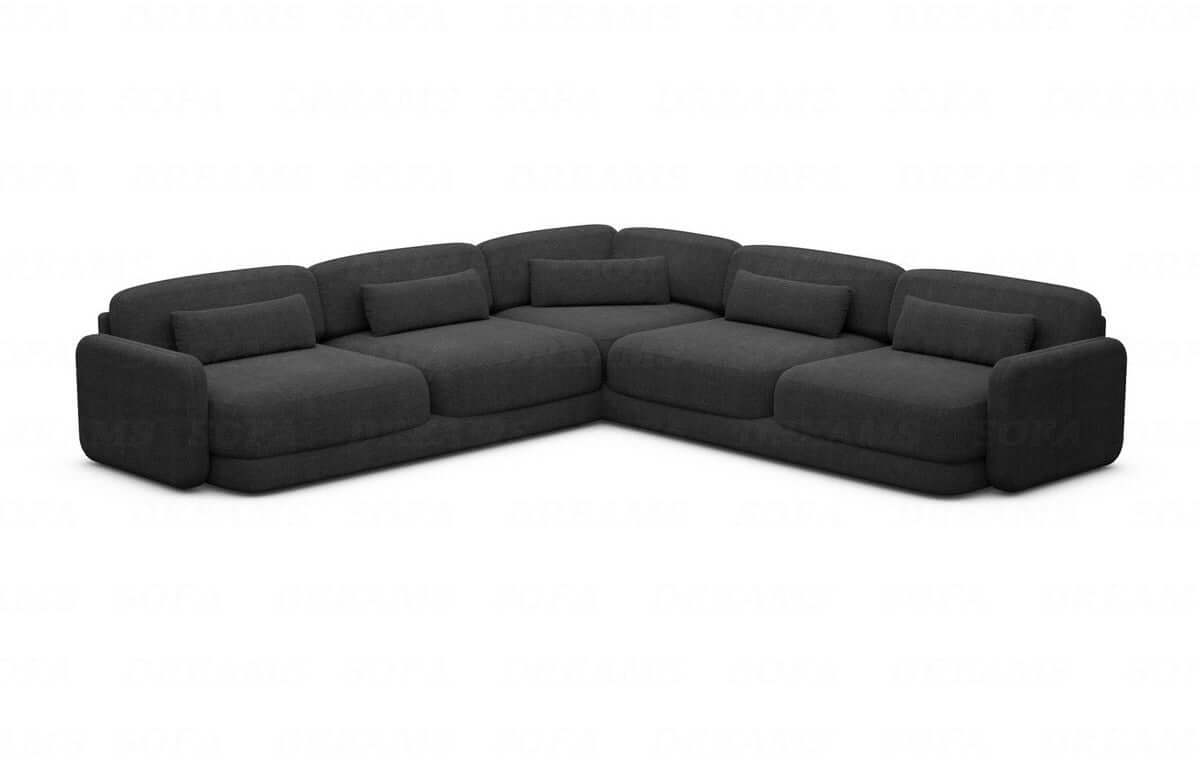 Ecksofa Valencia L-Form aus Stoff Schwarz