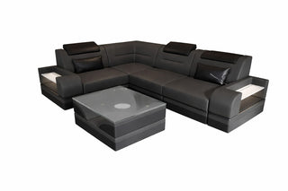 Ecksofa Trivento L-Form Kurz – Modern & Komfortabel in Kunstleder und der Farbe Grau und Schwarz - Ausrichtung links