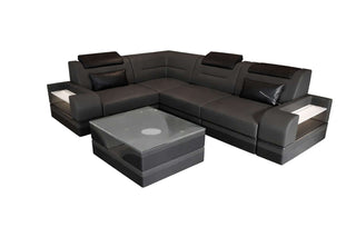 Mini Ecksofa Trivento L-Form – Kompakt und Komfortabel in Kunstleder und der Farbe Grau und Schwarz - Ausrichtung links