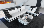 Couch Bianchi L-Form in Leder