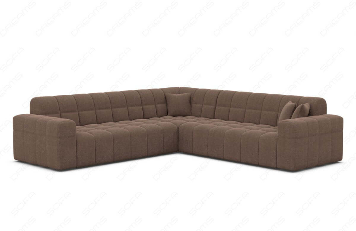 Couch Ibiza L-Form in Stoff Braun
